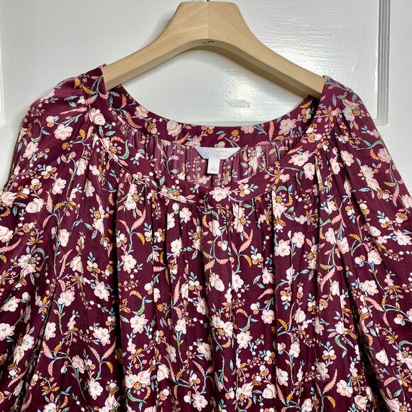 Floral Blouse Womens Large Chocolate Brown Dark Cottagecore Fairy Fall Romantic - Picture 2 of 14